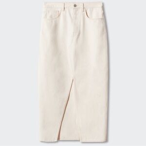 Cream Maxi Skirt with Front Slit